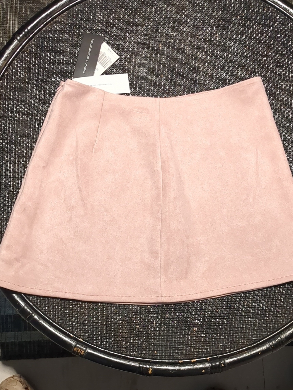 French Connection Blush Pink Suede A-Line Mini Skirt
